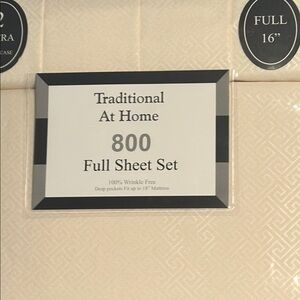 Traditional At Home Full 6pc Sheet Set Creamy Cream Embossed Maze Print